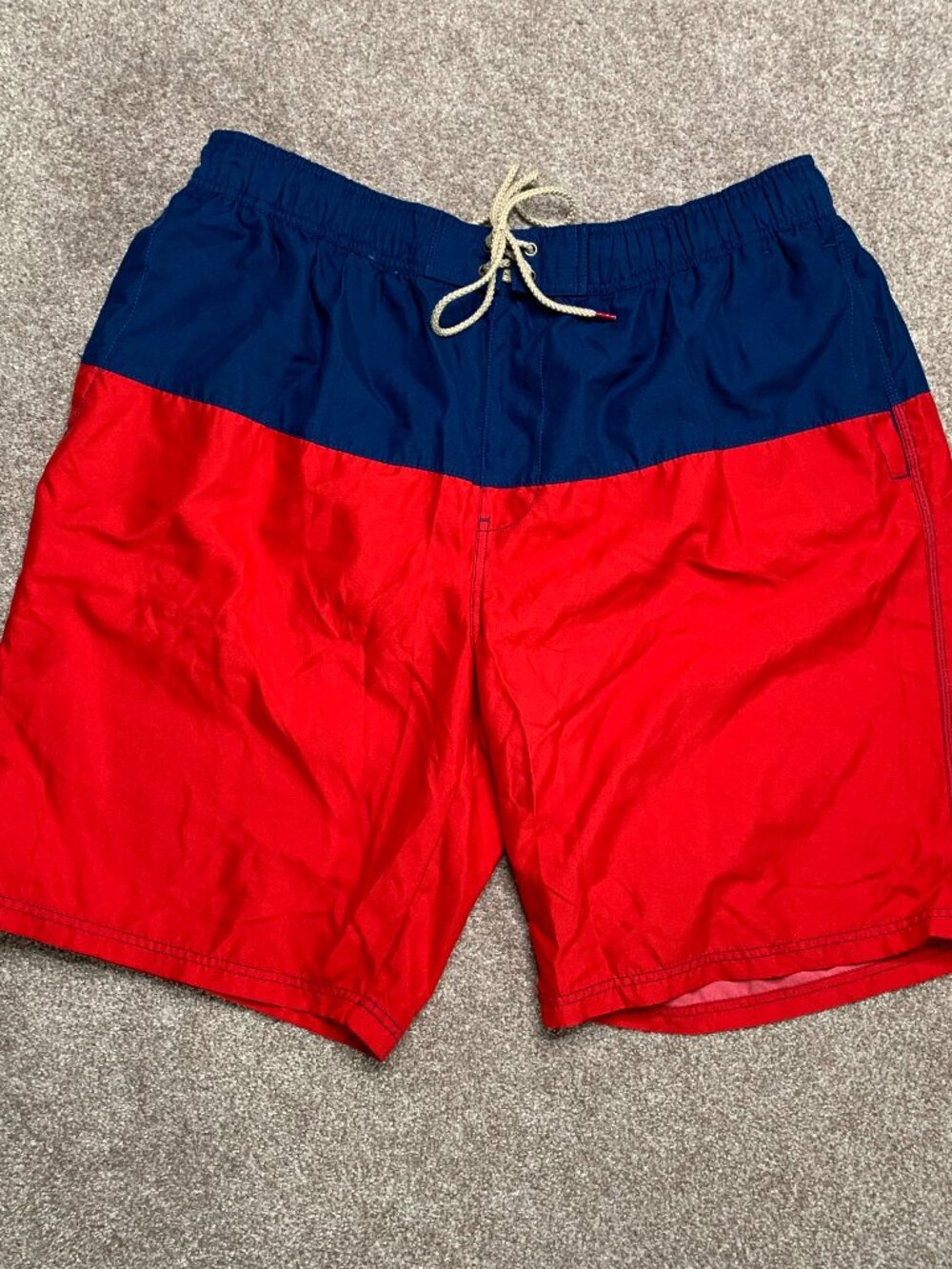 The Foundry Swim Trunks Mens Size 2XL Red Blue Polyester Hell Mesh Lining